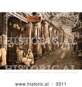Historical Photochrom of Men at Storefront in Tunis, Tunisia by Al