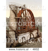 July 5th, 2013: Historical Photochrom of Men on Top of the Laxey Wheel or Lady Isabella, Laxey, Isle of Man, England by Al