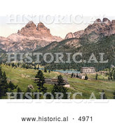 Historical Photochrom of Misurinasee and the Three Spires (Derl Zinnen), Tyrol, Austria by Al