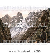 Historical Photochrom of Monte Cristallo and Piz Popena Group, Tyrol, Austria by Al
