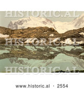 Historical Photochrom of Monte Rosa Reflecting in Riffel Lake, Switzerland by Al
