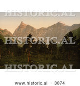 Historical Photochrom of Mountains and Forest, Norway by Al