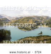 Historical Photochrom of Mountains Surrounding Tarn Hows Coniston Lake District Cumbria England UK by Al
