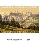Historical Photochrom of Mountains, Wengrenalp, Bernese Oberland, Switzerland by Al