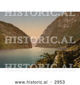Historical Photochrom of Naerofjorden, Sognefjord, Norway by Al