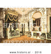 Historical Photochrom of Napoleon I's Bedroom in Fontainebleau Palace by Al