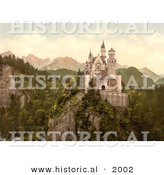 Historical Photochrom of Neuschwanstein Castle, Schloss Neuschwanstein by Al