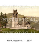 Historical Photochrom of Old Church, Celerina, Schlarigna, Switzerland by Al