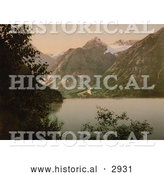 Historical Photochrom of Opstryn Lake, Norway by Al