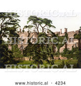 Historical Photochrom of Overgrown Ivy on the Exterior Walls of the Berkeley Castle in Stroud Gloucestershire England UK by Al