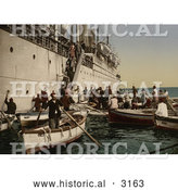 Historical Photochrom of Passengers Boarding off of a Ship, Algeria by Al