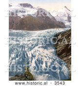 Historical Photochrom of Pasterze Glacier and Grossglockner Mountain in Carinthia, Austria by Al