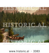 Historical Photochrom of People by Boats in Kander Valley, Switzerland by Al