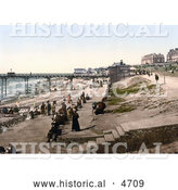 Historical Photochrom of People Enjoying the Nice Weather on the Coastal Promenade in Hunstanton, Norfolk, England by Al