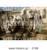 Historical Photochrom of People in the Market, Biskra, Algeria by Al