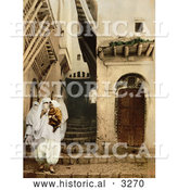 Historical Photochrom of People in Traditional Dress, Algiers, Algeria by Al