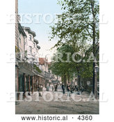 Historical Photochrom of People on a Street Scene with the Pantiles in Royal Tunbridge Wells Kent England by Al
