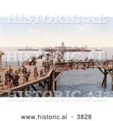 Historical Photochrom of People on the Busy Margate Jetty in Margate Thanet Kent England UK by Al