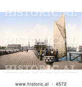 Historical Photochrom of People on the Pier in Lowestoft, Suffolk, East Anglia, England, United Kingdom by Al
