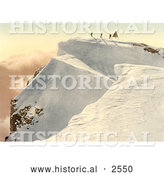Historical Photochrom of People on Top of the Titlis Mountain by Al