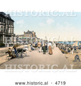 Historical Photochrom of People Strolling on the Promenade on the English Channel in Deal Kent England by Al