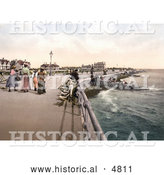 Historical Photochrom of People Strolling the New East Parade Promenade in Bognor Regis, England by Al
