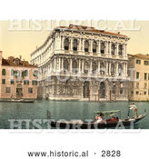 Historical Photochrom of Pesaro Palace, Venice, Italy by Al