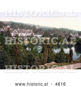 July 5th, 2013: Historical Photochrom of Ponds and Gardens at the Grange Hotel in Grange-over-Sands, Cumbria, England by Al