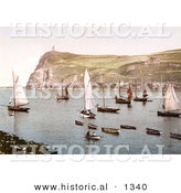 Historical Photochrom of Port Erin, Isle of Man, England by Al