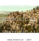 Historical Photochrom of Prebischtor and the Kirkelstein, Bohemian Switzerland by Al