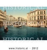 Historical Photochrom of Rialto Bridge, Venice, Italy by Al