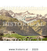 Historical Photochrom of Riffelberg Hotel and Train Station, Valais by Al