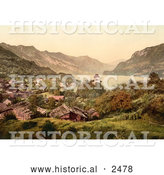 Historical Photochrom of Ringgenberg on the Shore of Brienz Lake by Al