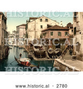 Historical Photochrom of Rio Della Botisella, Venice, Italy by Al