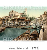 Historical Photochrom of Rio Di San Trovaso, Venice, Italy by Al
