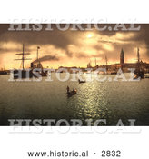 Historical Photochrom of Riva Schiavoni, Venice, Italy by Al