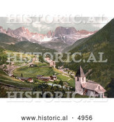 Historical Photochrom of Rosengarten and St. Cyprian, Tyrol, Austria by Al