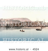 Historical Photochrom of Rowboats by the Stanley Hotel and Iron Bridge in Ramsey, Isle of Man, England by Al