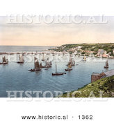 Historical Photochrom of Sailboats in the Harbour at Brixham, Devon, England, United Kingdom by Al