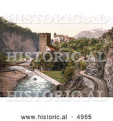 Historical Photochrom of Sarntal, Ried and Runkelstein, Tyrol, Austria by Al
