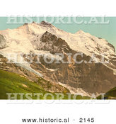 Historical Photochrom of Scheidegg, Jungfrau and Silberhorn Mountains by Al