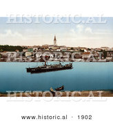 Historical Photochrom of Ships at Belgrade, Serbia by Al