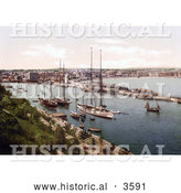 Historical Photochrom of Ships in the Harbor at Weymouth Dorset England UK by Al