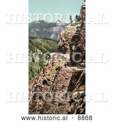 Historical Photochrom of Silverton Toll Road Winding Along the Mountainside, Ouray, Colorado by Al