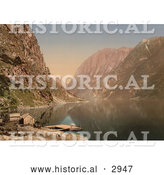 Historical Photochrom of Sognefjord, Norway by Al
