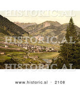 Historical Photochrom of St. Gotthard Railway in Airolo, Switzerland by Al