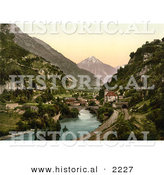 Historical Photochrom of St. Maurice, Switzerland by Al