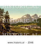 Historical Photochrom of St. Moritz in Engadine, Grisons, Switzerland by Al