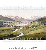 Historical Photochrom of St. Valentine on the Danube River, Haide with Haidersee and Ortergruppe, Tyrol, Austria by Al