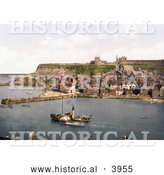 Historical Photochrom of Steamboat in the Harbor at Whitby North Yorkshire England UK by Al